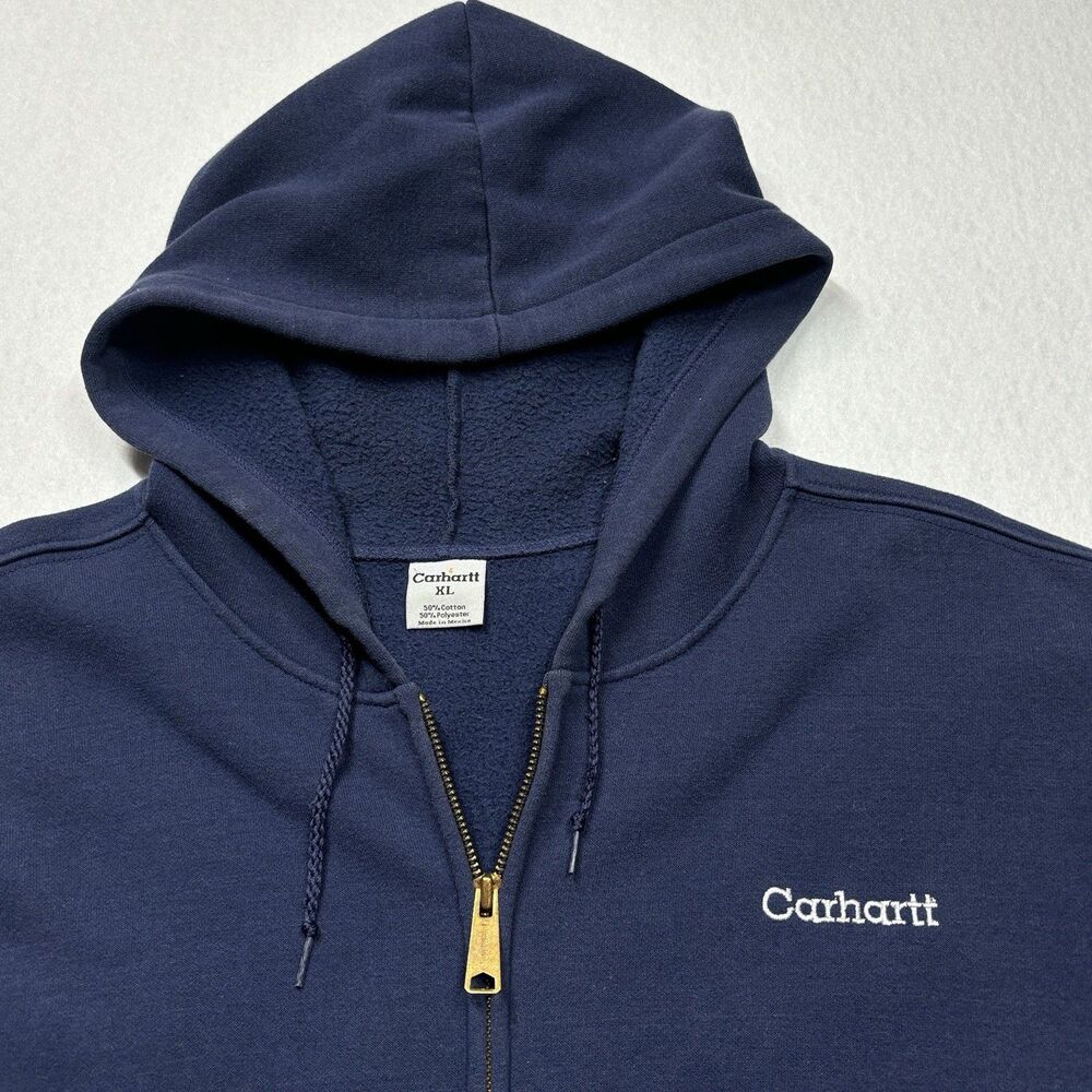 Vintage Carhartt Men’s XL Navy Blue K122 2004 Full Zip Hoodie Sweatshirt